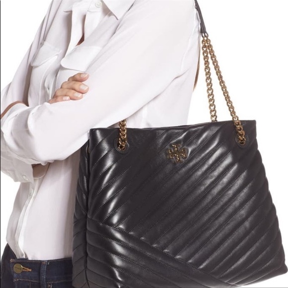 SOLD Tory Burch Kira Tote Bag Black & Gold - Picture 3 of 14